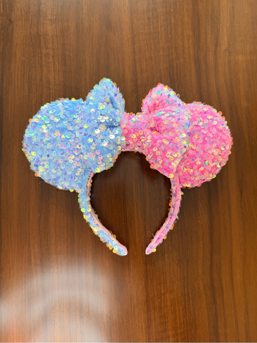 Sequin Minnie Ears Headband in Blue & Pink Aurora
